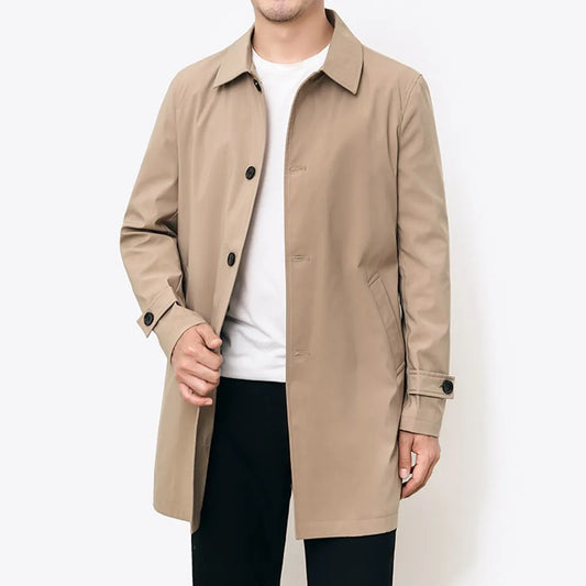 RokstarModern Long Trench Coat – Sleek, Versatile, and Stylish Outerwear for the Modern Man