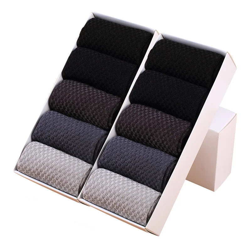 Step into Comfort: 10 Pair Men's Bamboo Fiber Socks at RokstarModern. Treat your feet to luxury with these soft and breathable socks. Elevate your sock game today