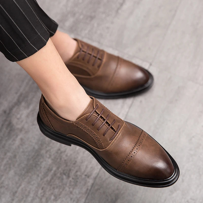 Step Up Your Game: Luxury Brogue Leather Oxford Shoes at RokstarModern. Elevate your footwear with these sophisticated kicks, designed for the modern man who values both style and quality. Make a statement with every step