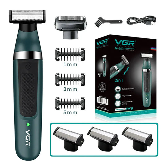 VGR Electric Shaver Hair Trimmer Professional 2 in 1 Shaver Razor Waterproof Beard Trimmer Household Hair Shaving for Men V-393