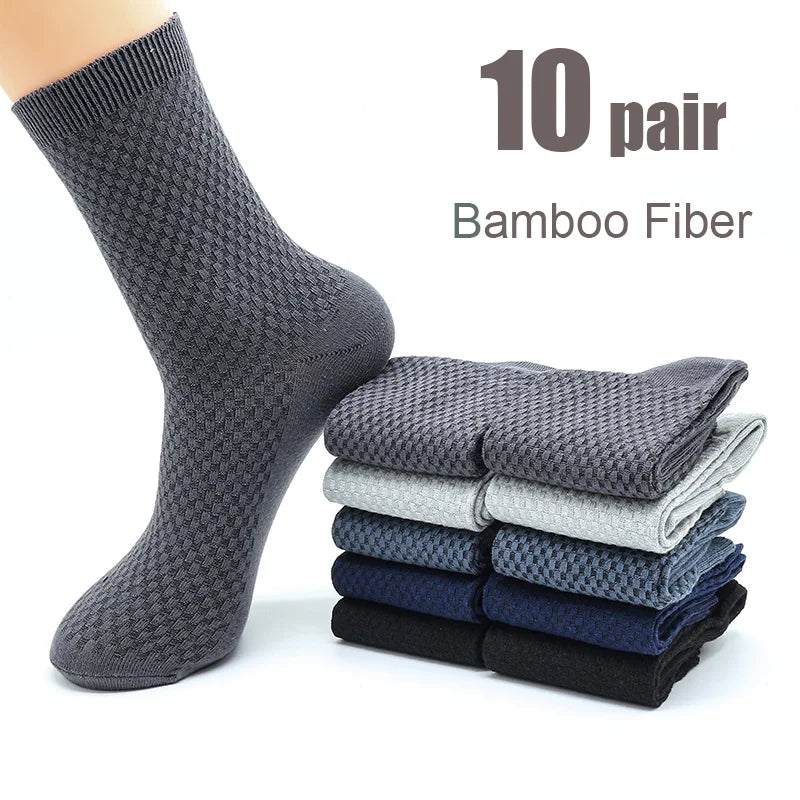 Step into Comfort: 10 Pair Men's Bamboo Fiber Socks at RokstarModern. Treat your feet to luxury with these soft and breathable socks. Elevate your sock game today