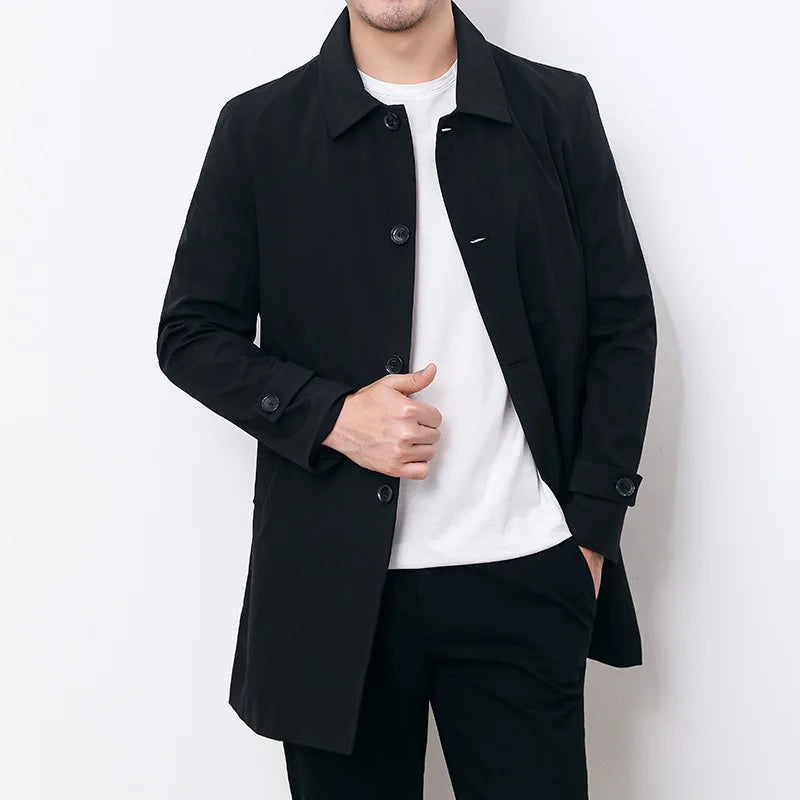 RokstarModern Long Trench Coat – Sleek, Versatile, and Stylish Outerwear for the Modern Man