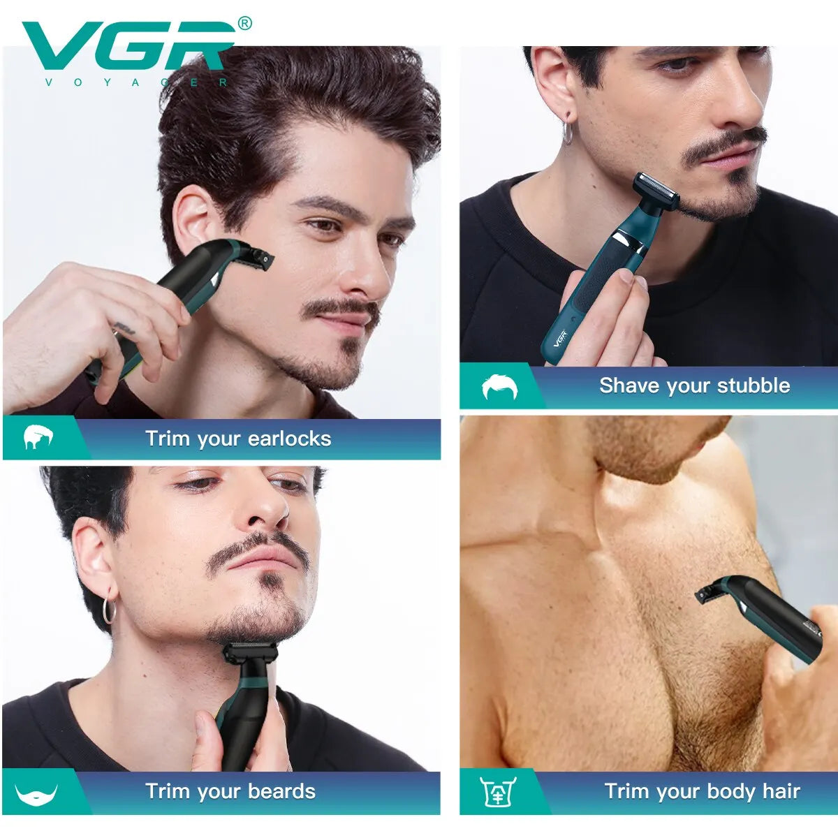 VGR Electric Shaver Hair Trimmer Professional 2 in 1 Shaver Razor Waterproof Beard Trimmer Household Hair Shaving for Men V-393